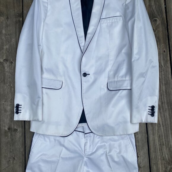 Dolce & Gabbana White Tuxedo Suit Jacket Wedding Suit & Pants Size 44R Size 36W - Picture 15 of 16